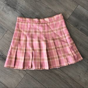 Pink & Yellow plaid cheerleader mini skirt skort